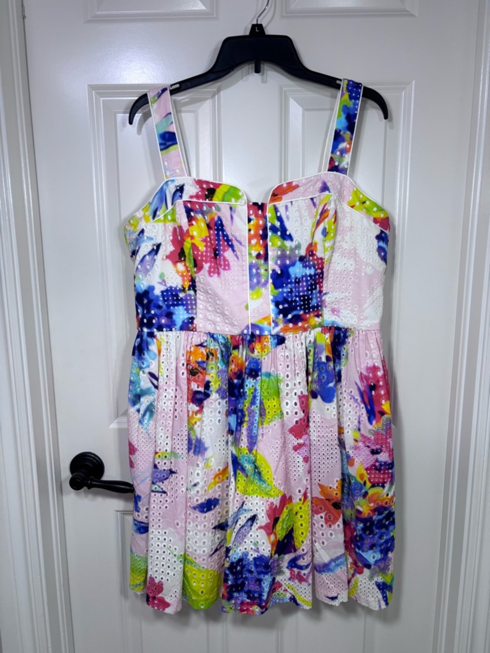 Trina Turk Elin Watercolor Floral Eyelet Fit & Flare Dress Women’s 14
